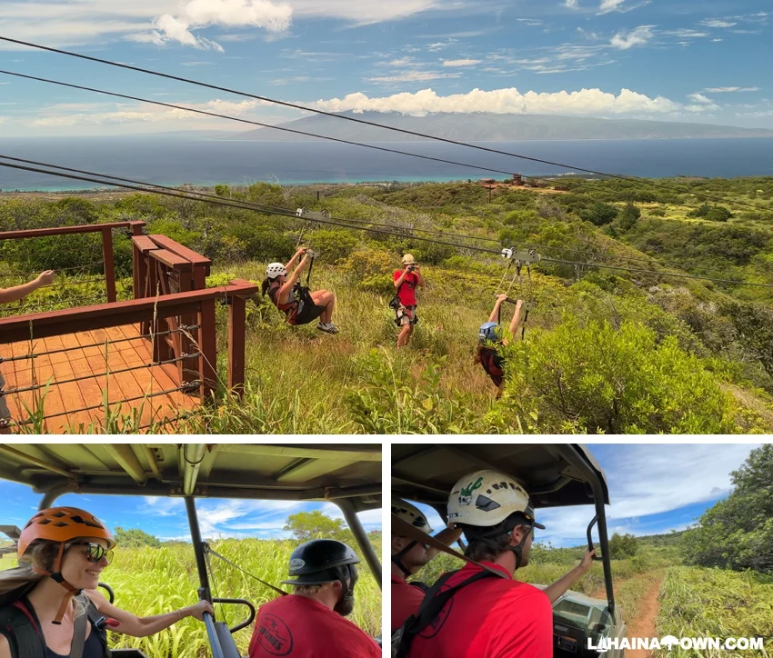 Kapalua Zipline crew and golf carts